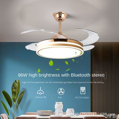 Crystal Chandelier Ceiling Fan 52 Inch Bluetooth Mute Ceiling Fan Remote Control