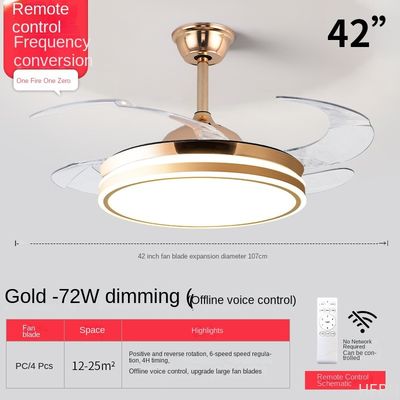 Crystal Chandelier Ceiling Fan 52 Inch Bluetooth Mute Ceiling Fan Remote Control