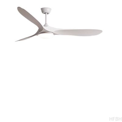 60" White Wood Blade Ceiling Fan With Light , Energy Efficient Ceiling Fans With LED Lights