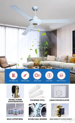 56 60 Inch 3 Blade Ceiling Fan Light , Modern Chandelier Ceiling Fans With Lights