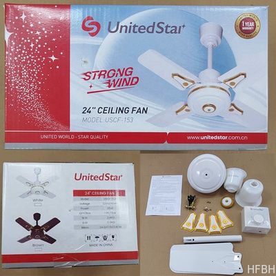 White 24 Inch 4 Blade Ceiling Fan With Light , Electric Ceiling Fan With Remote