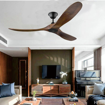 110V 220V AC Solid 3 Blade Wooden Ceiling Fan 52 Inch 56 Inch 60 Inch With Light