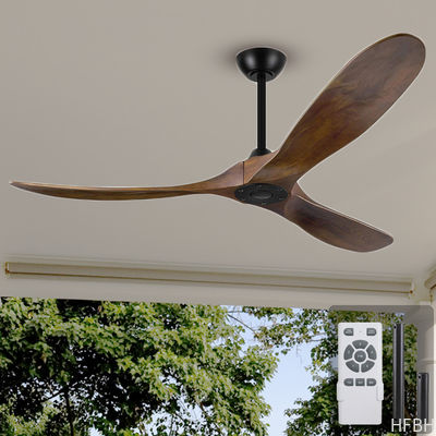 60 Inch Matte Black Ceiling Fan With Dark Walnut , Solid Wood Blade Ceiling Fan No Light
