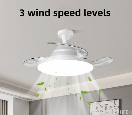 3 Color Stepless Dimming Invisible Blade Ceiling Fan With LED Light And Remote