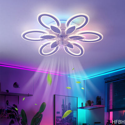 72W Dreaming Colorful Ceiling Fans With Lights , APP Rmt Ctrl Dimmable LED Smart Ceiling Fan Light