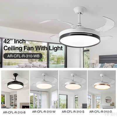Invisible Retractable Ceiling Fan Chandelier 52 Inch Round Dimmable LED Ceiling Fan