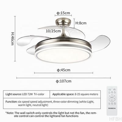 110V Modern LED Ceiling Lamp 42 Inch Remote Control Ceiling Fan With Light