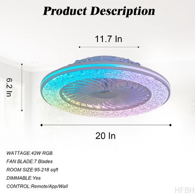 72W Super Bright APP LED Smart Ceiling Fan Light For Bedroom Apartment Villa