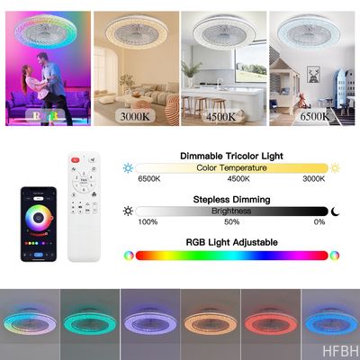 72W Super Bright APP LED Smart Ceiling Fan Light For Bedroom Apartment Villa