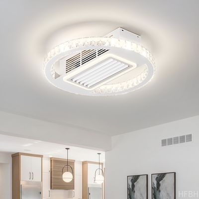 Bladeless 6 Speeds Dimmable Flush Mount Ceiling Fan With Light And Remote