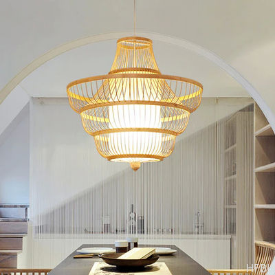 Bedroom Living Room Flush Mount LED Ceiling Fan / Rattan Ceiling Fan With Light