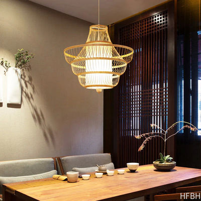 Bedroom Living Room Flush Mount LED Ceiling Fan / Rattan Ceiling Fan With Light