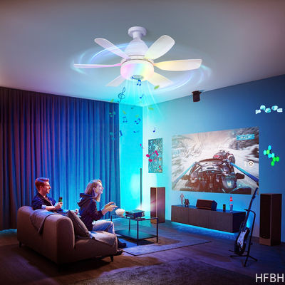 Intelligent Dimming Home Decoration Ceiling Fan , Moving Head 360 Rotating Ceiling Fan