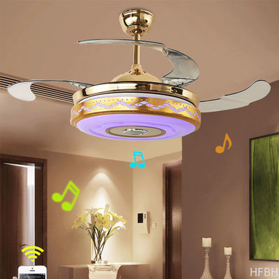 Invisible Blade Living Room Decorative Ceiling Fan , Modern Enclosed Ceiling Fan With Light