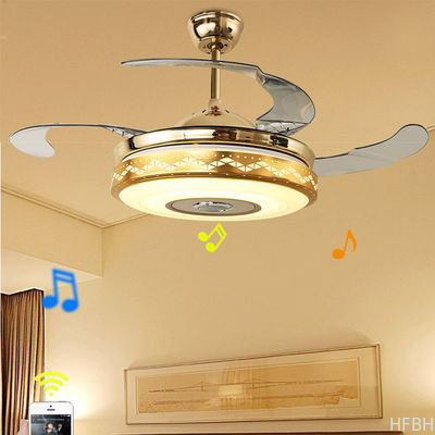 Invisible Blade Living Room Decorative Ceiling Fan , Modern Enclosed Ceiling Fan With Light