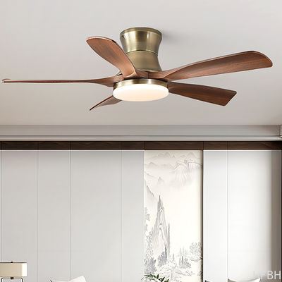 42/52 Inch 3/5 Straight Blades Wooden Leaf Ceiling Fan Remote Control