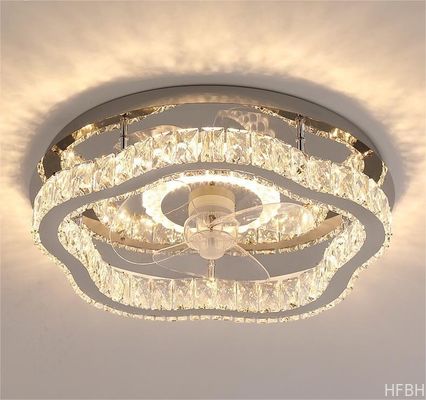 Light Luxury Crystal Ceiling Fan Light Nordic Silent Concealed Ceiling Fan With Light
