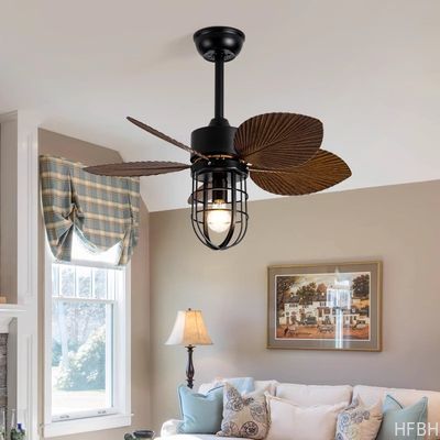 Custom Dining Room Ceiling Fans Remote Control ABS Retro Smart Home Ceiling Fan Light