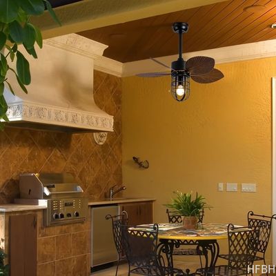 Custom Dining Room Ceiling Fans Remote Control ABS Retro Smart Home Ceiling Fan Light