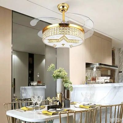 42 Inch Crystal Ceiling Fan Light , Modern European Style Ceiling Fans