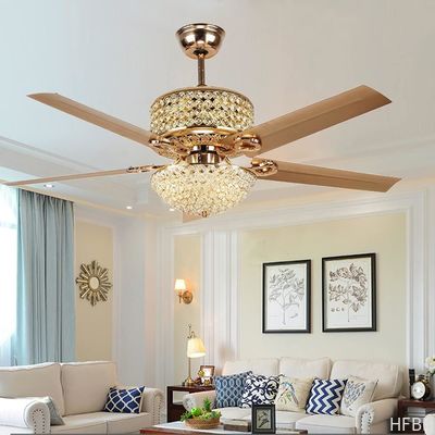 Modern Crystal Ceiling Fan With Light And Remote , 3 Light Ceiling Fan Remote Control