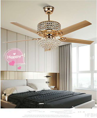 Modern Crystal Ceiling Fan With Light And Remote , 3 Light Ceiling Fan Remote Control