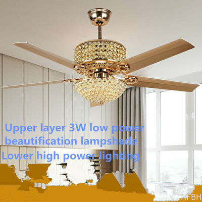 Modern Crystal Ceiling Fan With Light And Remote , 3 Light Ceiling Fan Remote Control