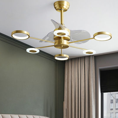 Low Noise Crystal Ceiling Fan Light , Copper Ceiling Fan With Light And Remote