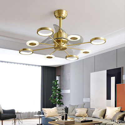 Low Noise Crystal Ceiling Fan Light , Copper Ceiling Fan With Light And Remote