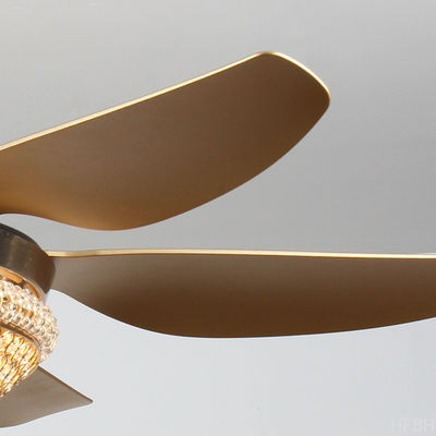 Living Room Crystal LED Ceiling Fan 52 Inch Remote Control