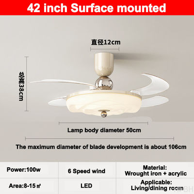 42 Inch LED Smart Ceiling Fan , Read Rotation Ceiling Fan Remote Control