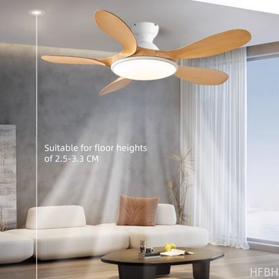 Classic 42'' Flush Mount Wood Ceiling Fan With 5 Blades 20cm Tall Hugger Pattern Remote Control