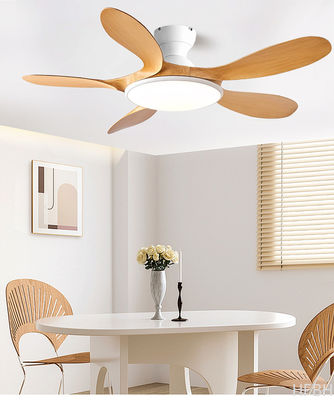 Classic 42'' Flush Mount Wood Ceiling Fan With 5 Blades 20cm Tall Hugger Pattern Remote Control