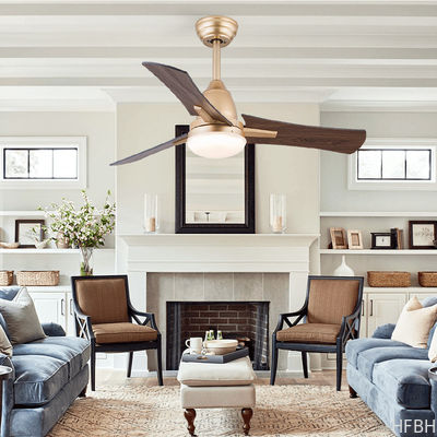 42 Inch High Power 3 Blades Wooden Ceiling Fan With Light And Remote Control
