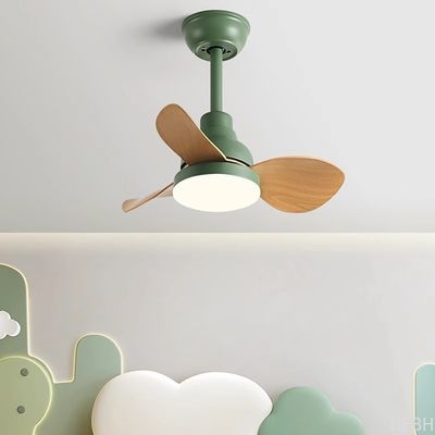 Solid Wood Ceiling Fan 22 inch Silent Fan Pendant Light Variable Frequency