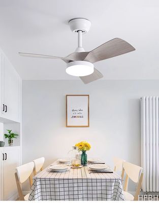 32 Inch Simple Frequency Wooden Blade Ceiling Fan Conversion Nordic Home Fan Light