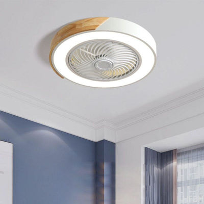 Smart Ceiling Fan Fans With Lights Remote Control Bedroom Decor Lamp 52cm Air Invisible Blades Retractable Silent