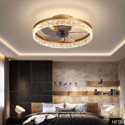 Hotel Living Room Remote Control Luxury Indoor Modern Ceiling Light Black Gold Round Ring Shape Metal Led Ceiling Fans