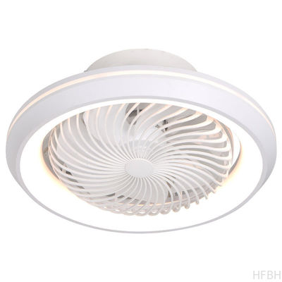 Modern LED Lights Enclosed Ceiling Fan with 6 Wind Speeds Bladeless Fan Chandelier for Bedroom Living