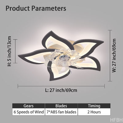 27.2 Inches Modern Style OEM ODM 50W LED Ceiling Fan Lights with Remote, Suitable for Bedroom Living Room and Dining Room