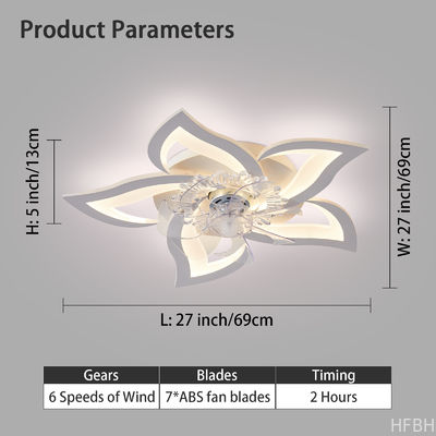 27.2 Inches Modern Style OEM ODM 50W LED Ceiling Fan Lights with Remote, Suitable for Bedroom Living Room and Dining Room