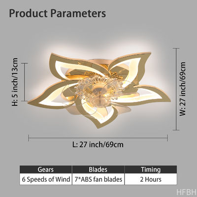 27.2 Inches Modern Style OEM ODM 50W LED Ceiling Fan Lights with Remote, Suitable for Bedroom Living Room and Dining Room