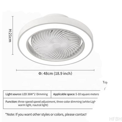 XD1 48cm Small Modern Bladeless Ceiling Fan with Led Light Remote Control Flush Mount Living Room Bedroom Children Invisible