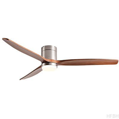 Hot Selling Wooden 52 Inch Modern 3 Leaf Intelligent  Remote Control LED Decorative Ceiling Fan with Light