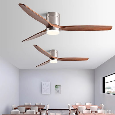 Hot Selling Wooden 52 Inch Modern 3 Leaf Intelligent  Remote Control LED Decorative Ceiling Fan with Light