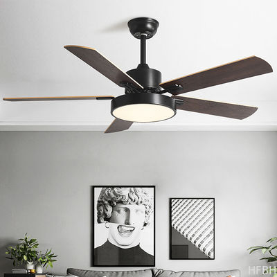 Household 52 Inch DC Motor Solid Wood 5 Blades Modern Home Decor Mute Bldc Led Ceiling Fan With Light Remote Control