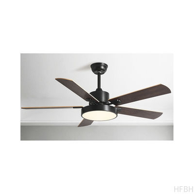 Household 52 Inch DC Motor Solid Wood 5 Blades Modern Home Decor Mute Bldc Led Ceiling Fan With Light Remote Control