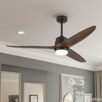 Energy-Efficient & Long-Lasting: 52-Inch Solid Wood Ceiling Fan with LED Lighting and Brushless DC Motor
