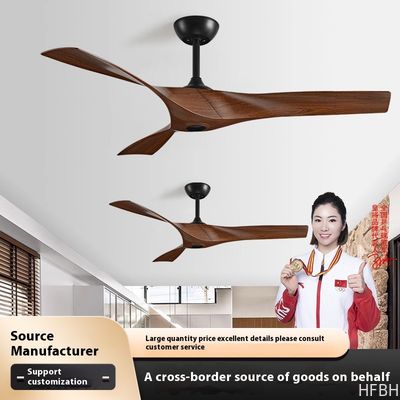 Large Modern Retro Industrial Ceiling Fan for Dining Living Room Variable Frequency Mute Remote Control Non-Light LED Plastic