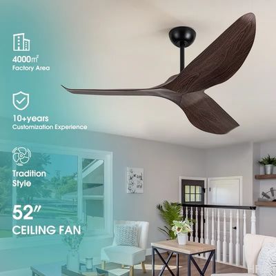 Modern Decorative 52 Inch Black / White Ceiling Fan Without Light BLDC Motor Ceiling Fan